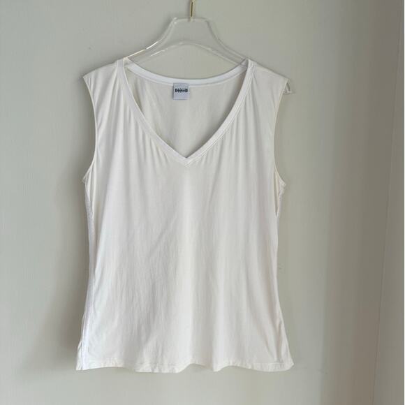 Wolford Ontario Tank Top Size Large 59244 V-neck Cream Satin Trim Minimalist - Picture 1 of 5